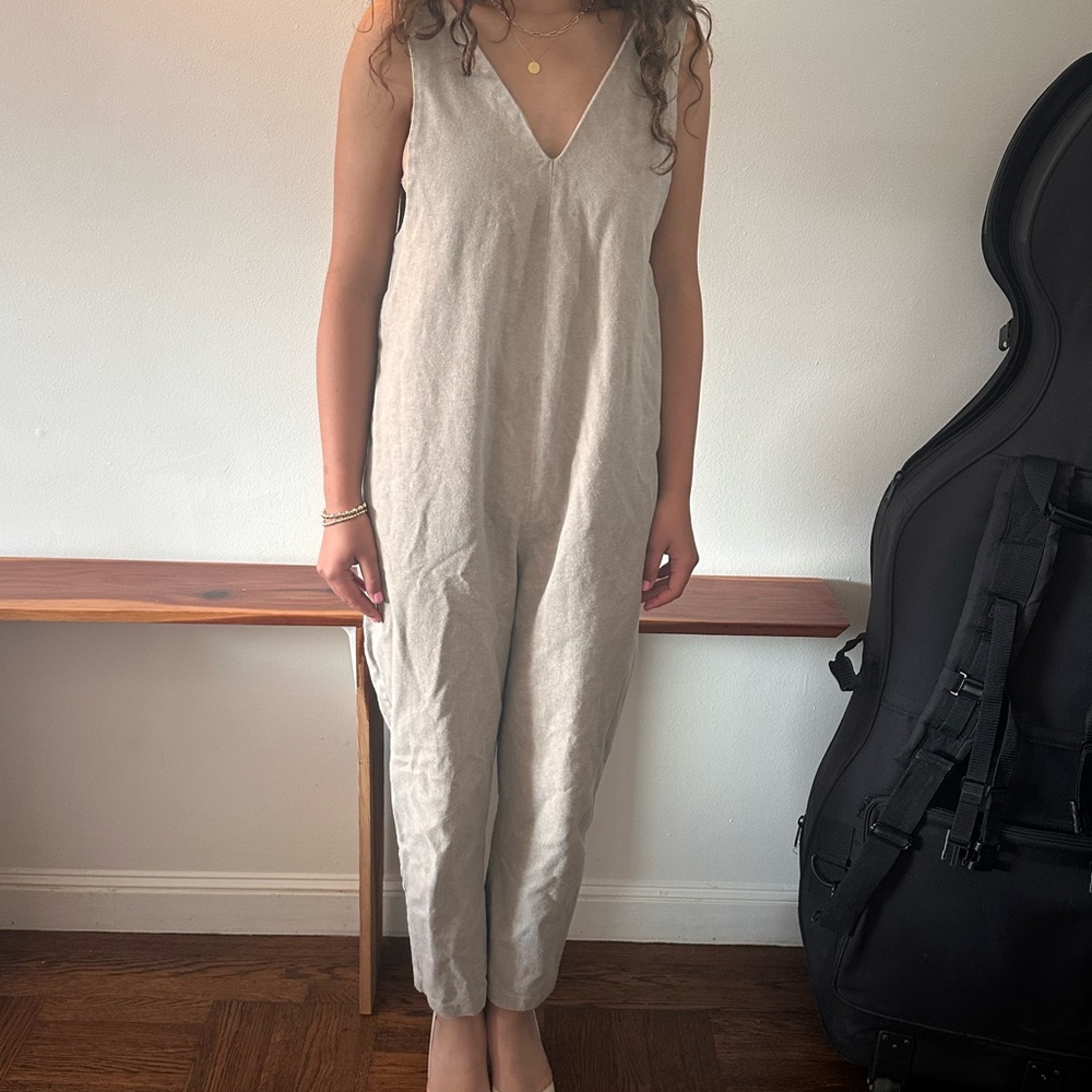 MEG Shop NYC utility thick denim jumpsuit